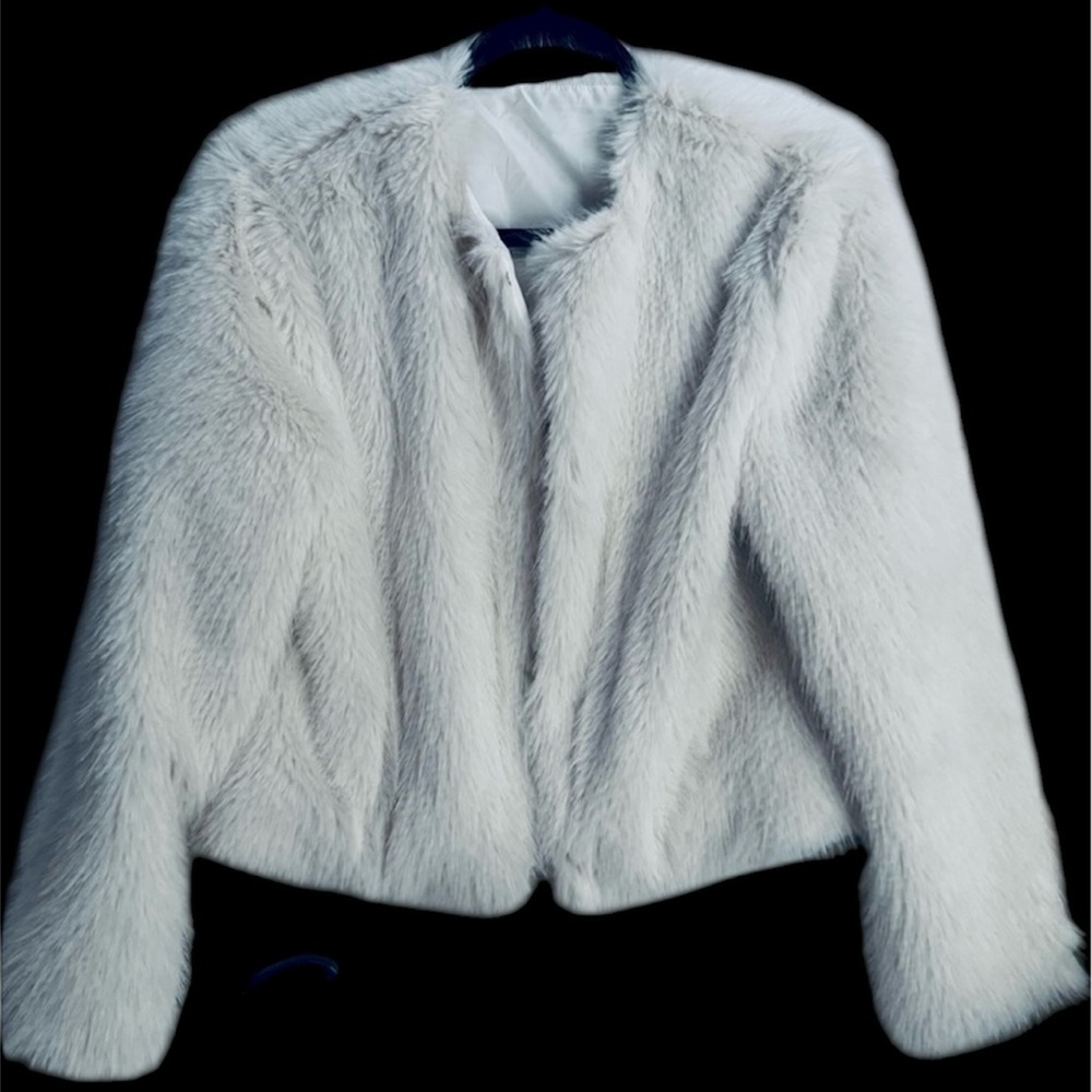 Amazon White Faux Fur Jacket